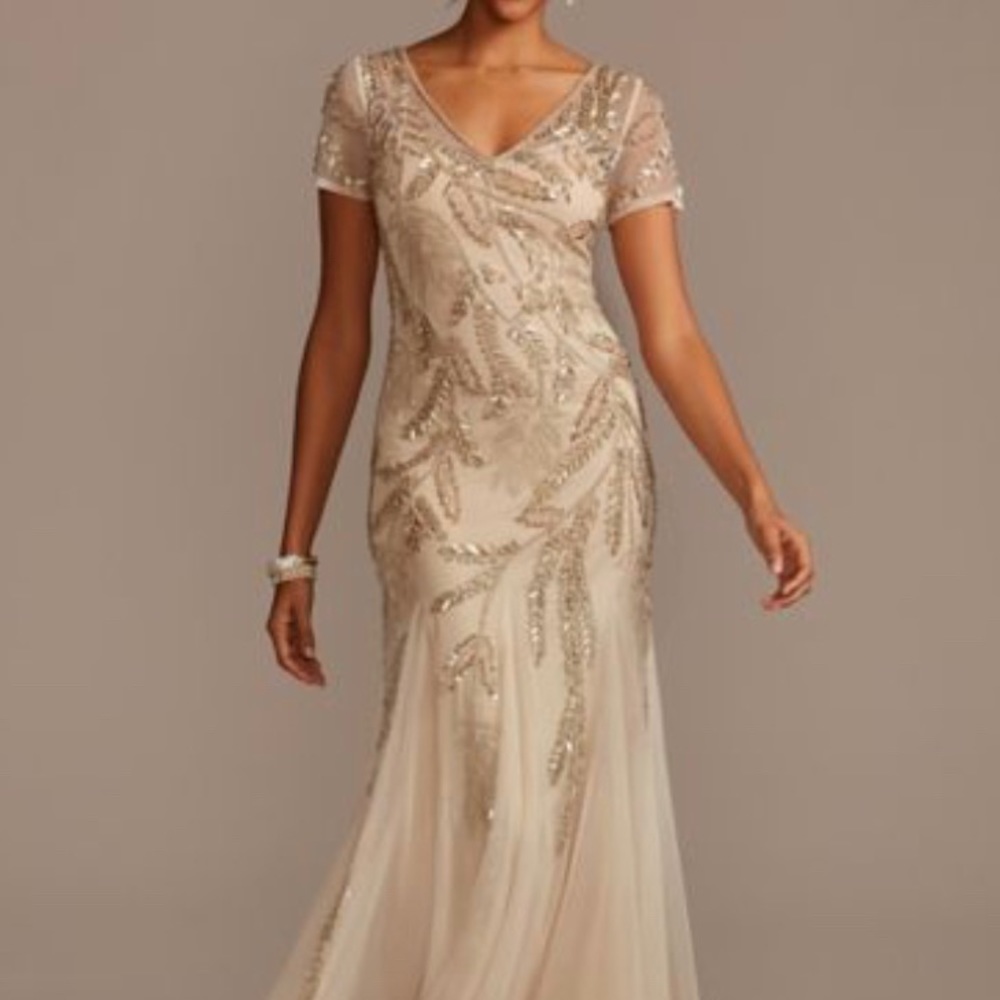 NWT formal champagne sequins gown